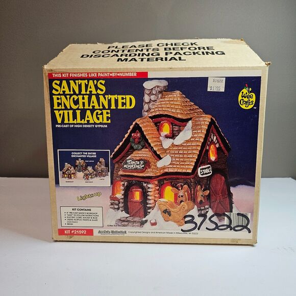 Wee Crafts Santa's Enchanted Village Santa's Workshop Open Box Craft Kit Vtg